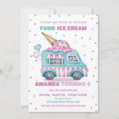 Invitation Crème de glace Camion rose Anniversaire (Devant)