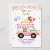 Invitation Crème de glace Camion rose temps doux Anniversaire (Devant)