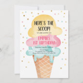 Invitation Crème de glace Cone Confetti Crème de Monnaie rose (Devant)