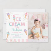 Invitation Crème de glace Cone Confetti Crème de Monnaie rose (Devant)