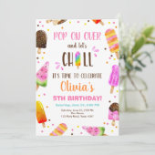 Invitation Crème de glace de Popsicle fête de la piscine d'ét (Debout devant)