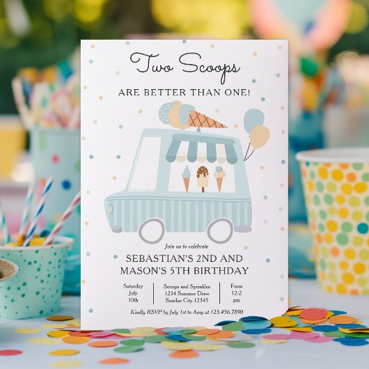 Invitation Crème De Glace Deux Scoops Sont Meilleurs Qu'Un An