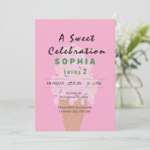 Invitation Crème de glace douce Anniversaire (Debout devant)