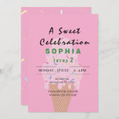 Invitation Crème de glace douce Anniversaire (Devant / Derrière)