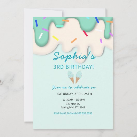Invitation Crème de glace douce Anniversaire (Devant)