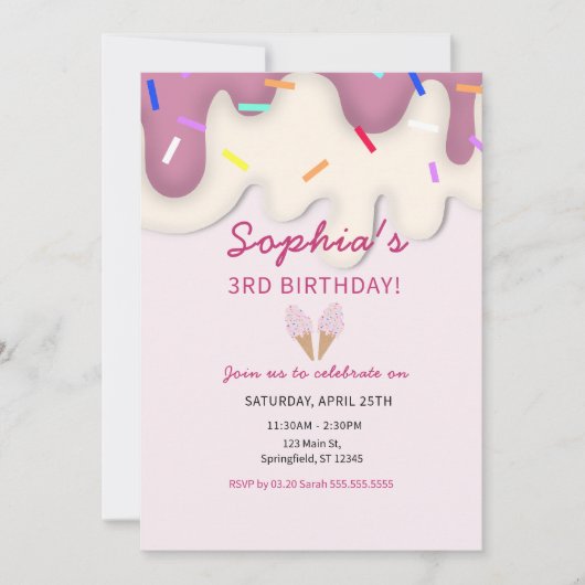Invitation Crème de glace douce Anniversaire (Devant)