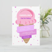 Invitation Crème de glace douce rose pourpre Anniversaire (Debout devant)