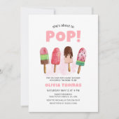 Invitation Crème De Glace Douce Rose Prêt À Pop Baby shower (Devant)