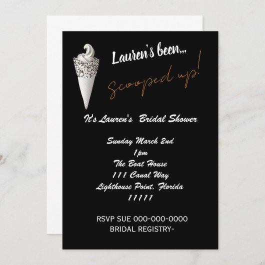 Invitation CRÈME DE GLACE Fête des mariées (Devant / Derrière)