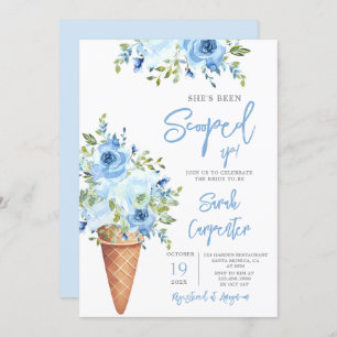 Invitation Crème de glace Fête des mariées florale bleu