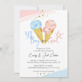 Invitation Crème de glace Genre Révéler Aquarelle rose bleu (Devant)