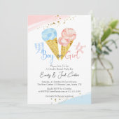 Invitation Crème de glace Genre Révéler Aquarelle rose bleu (Debout devant)