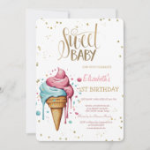 Invitation Crème de glace goutte de diamants Bande Anniversai (Devant)