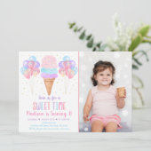 Invitation Crème de glace Pastel Arc-en-ciel Anniversaire (Debout devant)