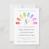 Invitation Crème de glace Popsicle Anniversaire Fête Invitati (Devant)