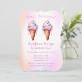 Invitation Crème de glace rose bleu Deux Scoops fête d'annive (Debout devant)