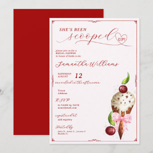 Invitation Crème de glace rose Cerisier Rouge Fête des mariée