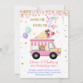 Invitation Crème de glace rose Double The Scoop Twins Anniver (Devant)