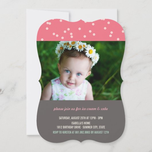 Invitation Crème de glace rose Fille Sparkler 2e fête d'anniv (Dos)