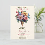 Invitation Crème de glace rose Floral ramassée Fête des marié (Debout devant)