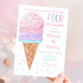 Invitation Crème de glace rose Quatrième anniversaire