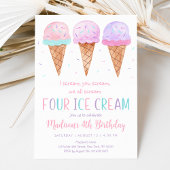 Invitation Crème de glace rose Quatrième anniversaire