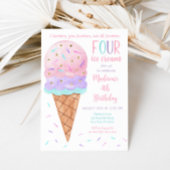 Invitation Crème de glace rose Quatrième anniversaire