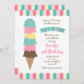 Invitation Crème de glace Scoops Invitation (Devant / Derrière)