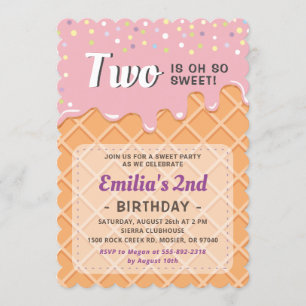Invitation Crème de glace Soirée Baby Girl Birthday Party