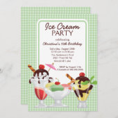 Invitation Crème de glace Soirée d'anniversaire le dimanche (Devant / Derrière)