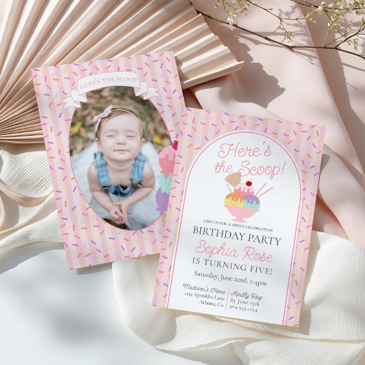 Invitation Crème de glace Sundae Heres Scoop fête d'anniversa