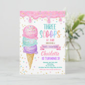 Invitation Crème de glace Trois Scoops de Fun 3ème anniversai (Debout devant)