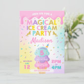 Invitation Crème de glace Unicorn Ice Cream Party (Debout devant)
