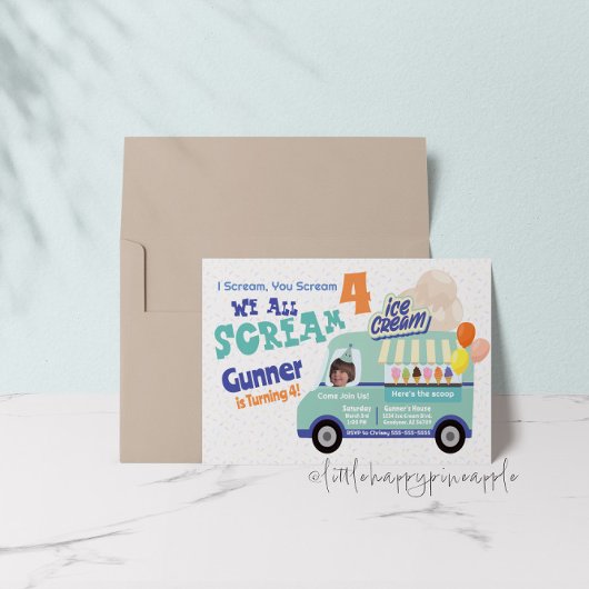 Invitation Crème de glace Vous hurlez quatrième anniversaire 