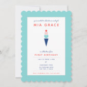 Invitation Crème de glace Whimsical moderne en bleu Aqua (Devant)