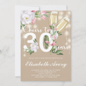 Invitation Crème de luxe Champagne Floral 30ème anniversaire (Devant)