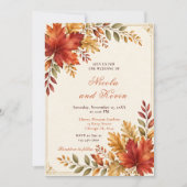 Invitation Crème de mariage aux feuilles d'automne (Devant)