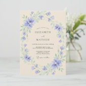 Invitation Crème de Mariage Fleur de Pervenche (Debout devant)