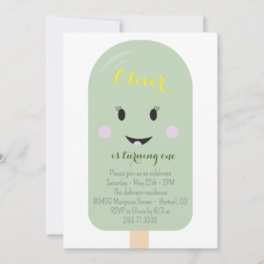 Invitation Crème de Mint Cone Scoop Confetti fête d'anniversa (Devant)