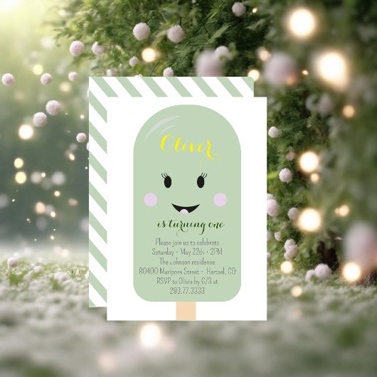 Invitation Crème de Mint Cone Scoop Confetti fête d'anniversa