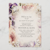 Invitation Crème de papillons floraux violets (Devant / Derrière)