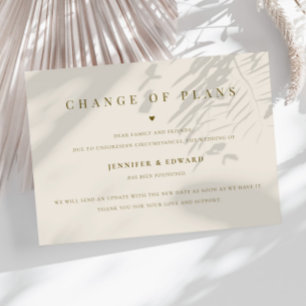 Invitation Crème de report minimaliste Mariage