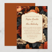 Invitation Crème de rouille orange brûlée Mariage floral (Devant / Derrière)