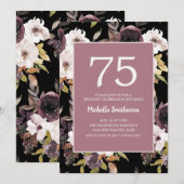 Invitation Crème de vin de Bourgogne Floral 75e anniversaire (Devant / Derrière)