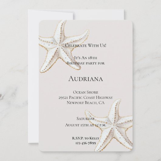 Invitation Crème d'écrevisse blanche or Anniversaire (Devant)