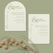 Invitation Crème design moderne et Mariage minimaliste vert