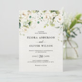 Invitation Crème d'ivoire blanc Rose Floral Mariage botanique (Debout devant)