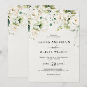Invitation Crème d'ivoire blanc Rose Floral Mariage botanique (Devant / Derrière)