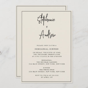 Invitation Crème d'ivoire Dîner de répétition moderne Invitat