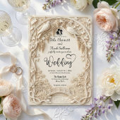 Invitation Crème d'Ivoire Faux Bas-Relief Élégant Mariage